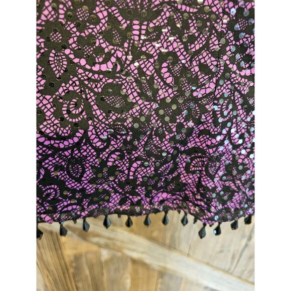 Vintage misook large made in USA purple clear sequins bead accent v neck glam - Picture 6 of 8